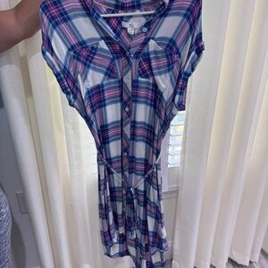 Plaid Button-Up Dress